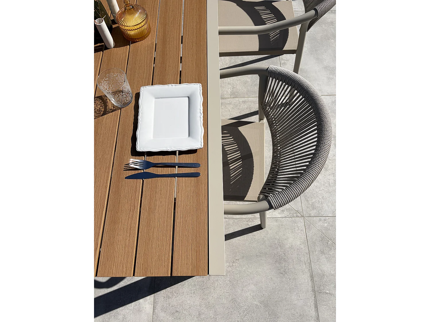 Set da pranzo da giardino in alluminio per 4 persone - Grigio greige
