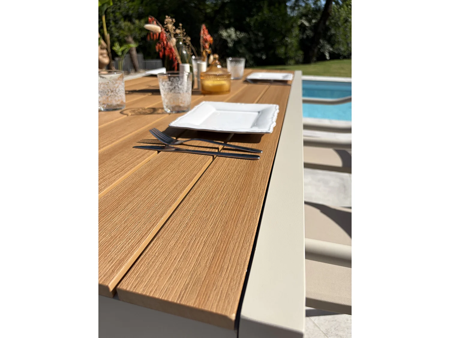 Set da pranzo da giardino in alluminio per 4 persone - Grigio greige