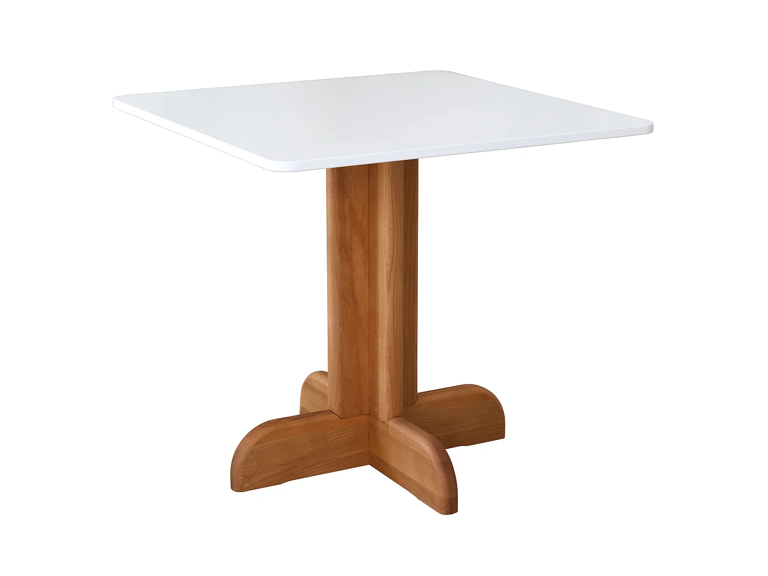 Tavolo da pranzo quadrato Dega 80x80 cm, 2 persone - Bianco Gesso | Gamba in frassino tinto rovere