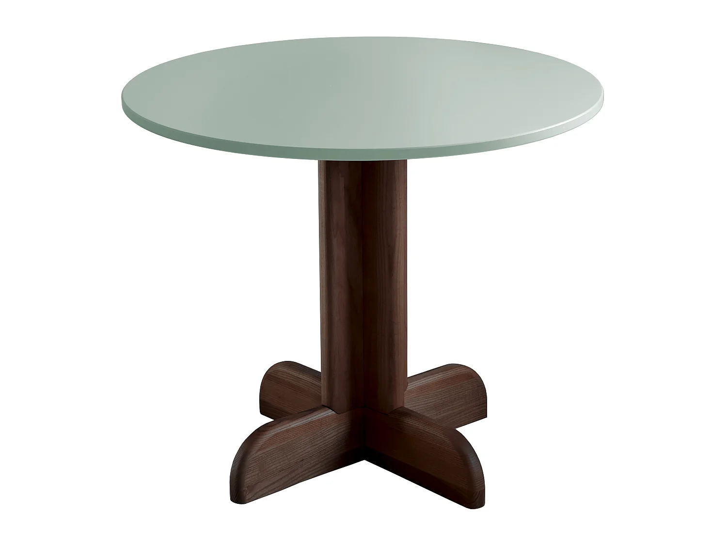 Table à manger ronde Dega Ø 80 cm, 2 personnes - Vert Sauge | Pied en frêne teinté noyer