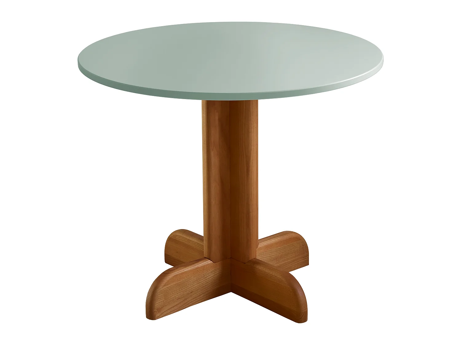 Table à manger ronde Dega Ø 70 cm, 2 personnes - Vert Sauge | Pied en frêne teinté chêne