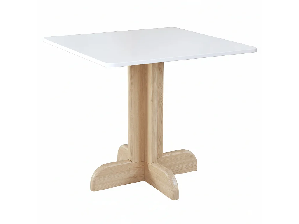 Mesa de jantar quadrada Dega 80x80 cm, 2 pessoas - Branco | Pés em freixo natural