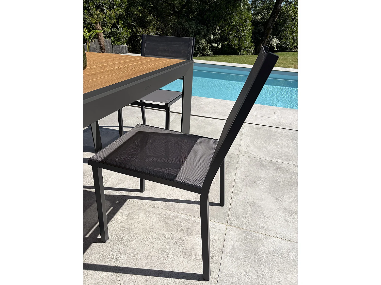 Set da pranzo da giardino in alluminio a 4 posti - Antracite