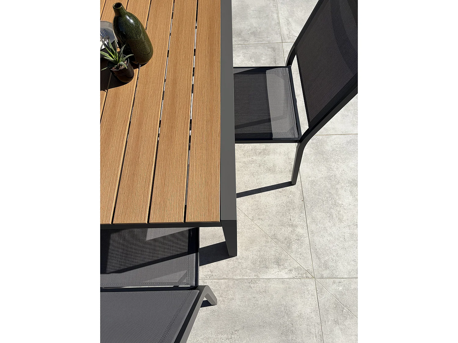Set da pranzo da giardino in alluminio a 4 posti - Antracite