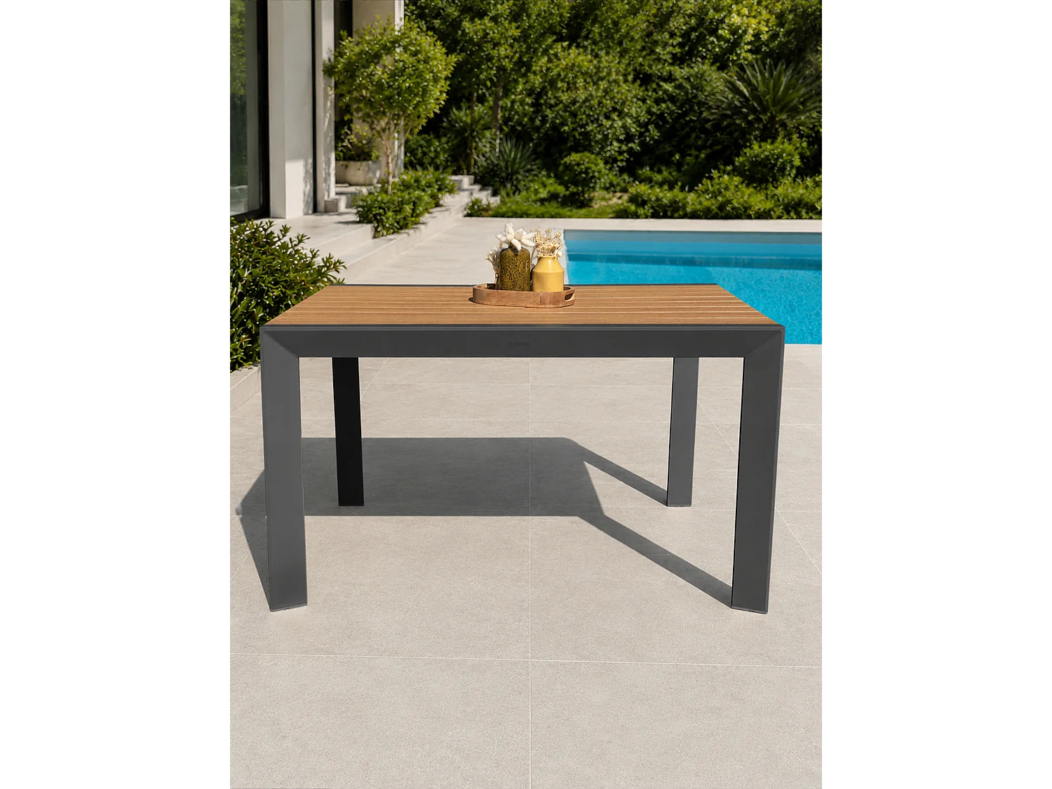 Set da pranzo da giardino in alluminio a 4 posti - Antracite