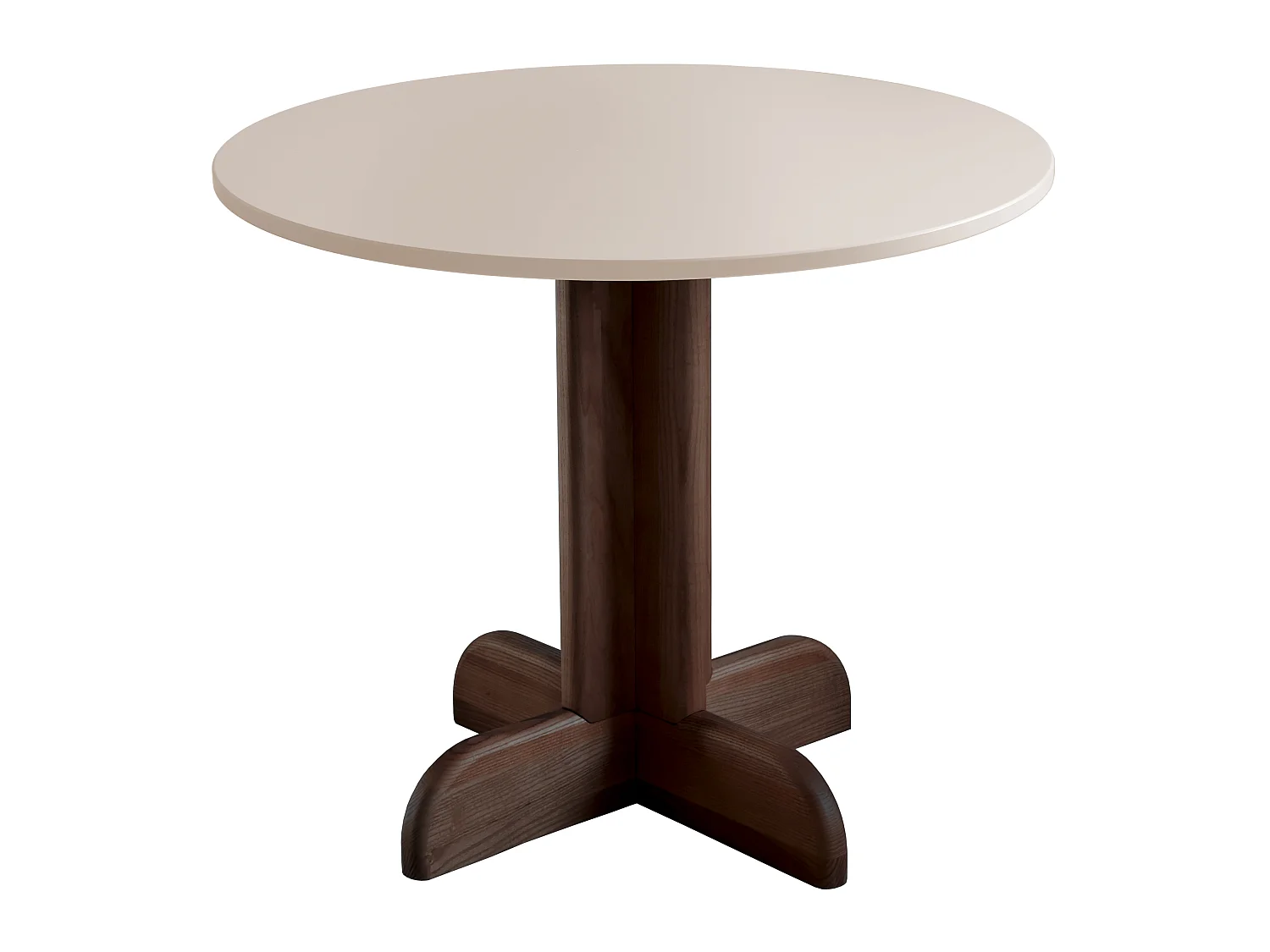 Table à manger ronde Dega Ø 80 cm, 2 personnes - Beige Brun | Pied en frêne teinté noyer