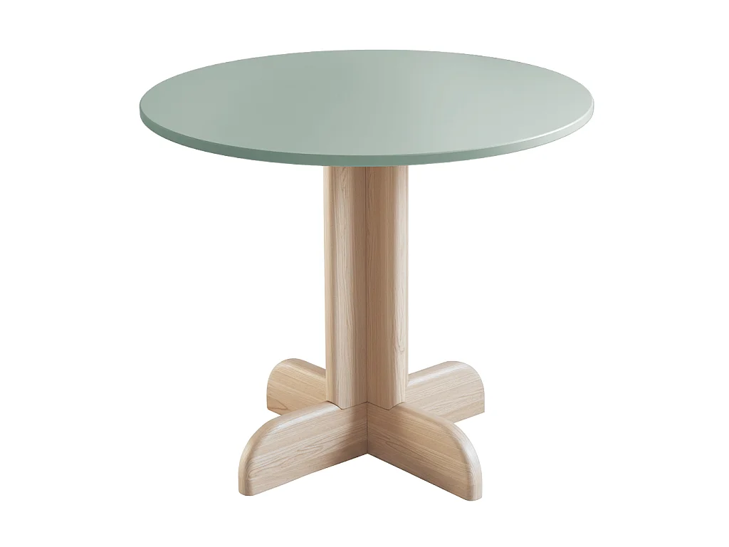 Table à manger ronde Dega Ø 70 cm, 2 personnes - Vert Sauge | Pied en frêne naturel