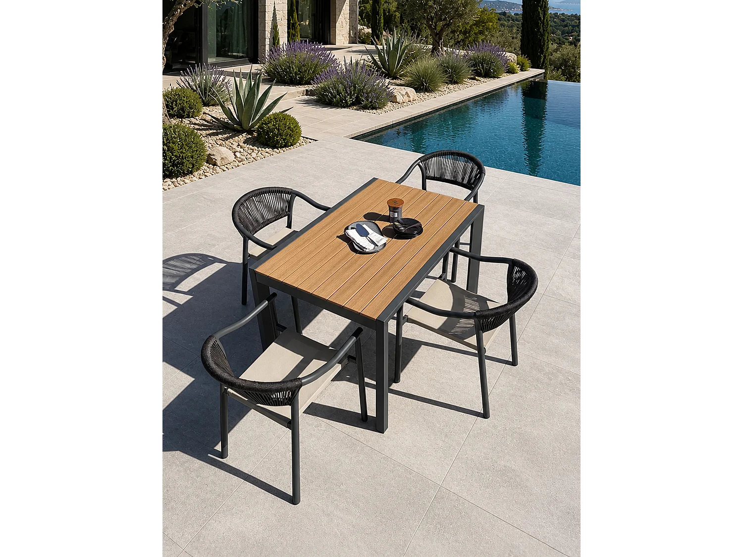 Ensemble repas de jardin 4 places en alu - TONGA