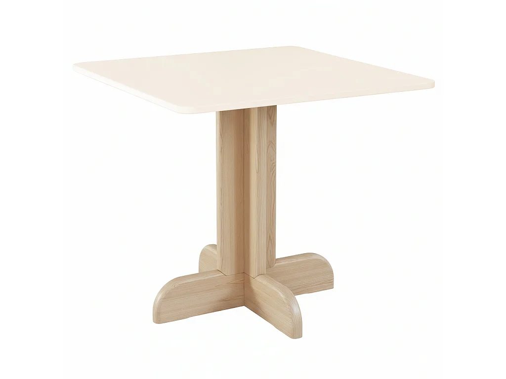 Tavolo da pranzo quadrato Dega 80x80 cm, 2 persone - Bianco Gesso | Gambe in frassino naturale