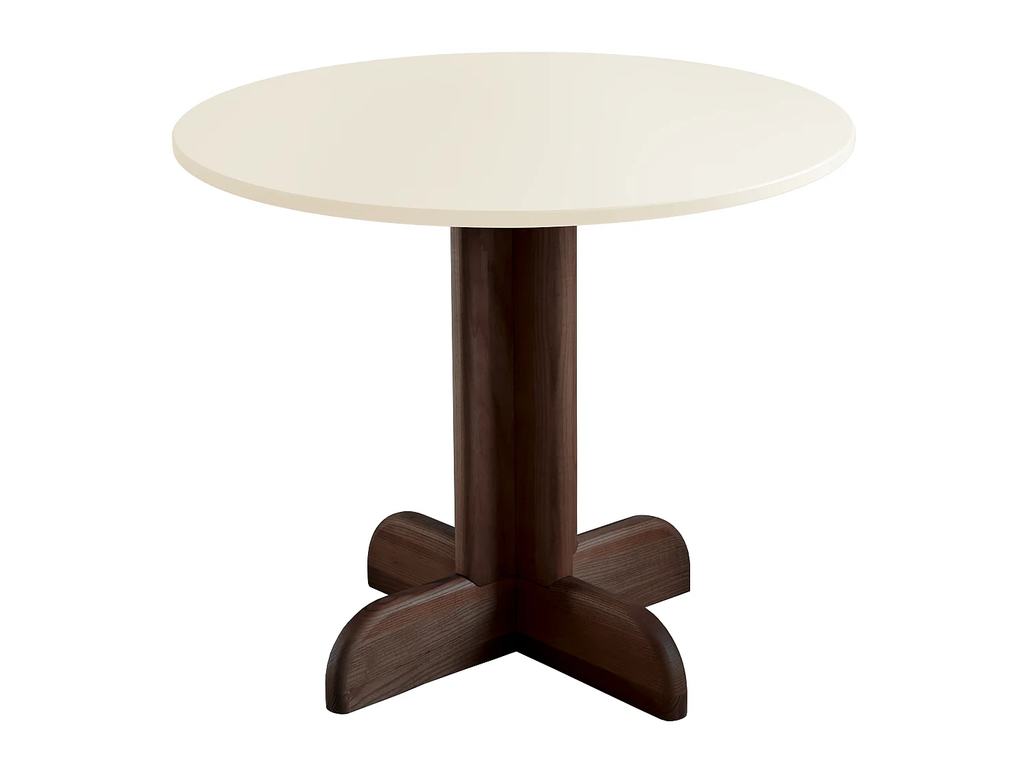 Table à manger ronde Dega Ø 80 cm, 2 personnes - Blanc Craie | Pied en frêne teinté noyer