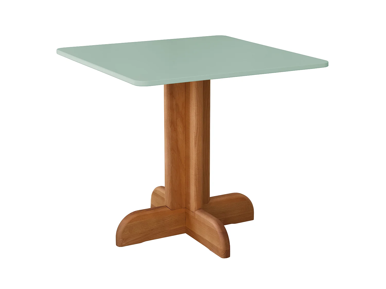 Mesa de jantar quadrada Dega 80x80 cm, 2 pessoas – Branco | Pé de freixo tingido nogueira