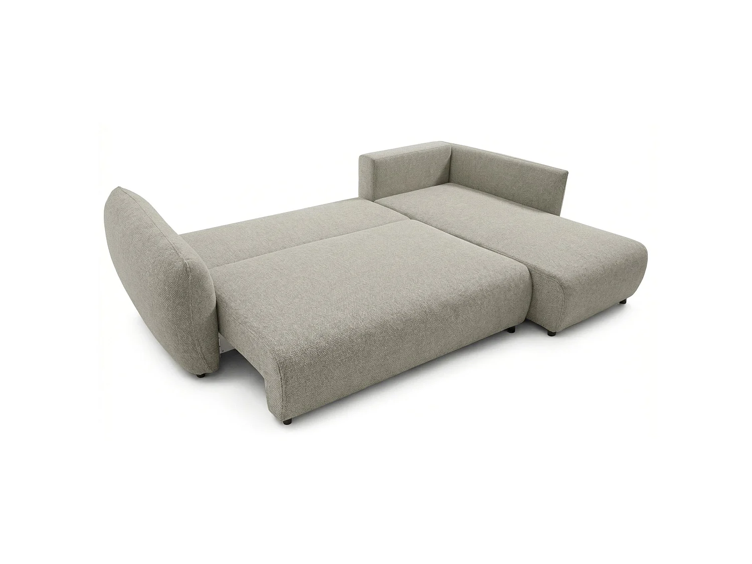 Canapé d'angle convertible en L - chenille beige gris - avec deux coffres - ZORDO droitier