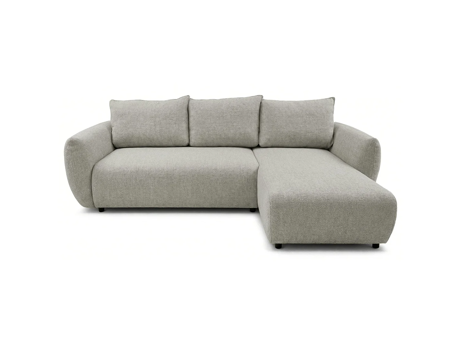 Canapé d'angle convertible en L - chenille beige gris - avec deux coffres - ZORDO droitier
