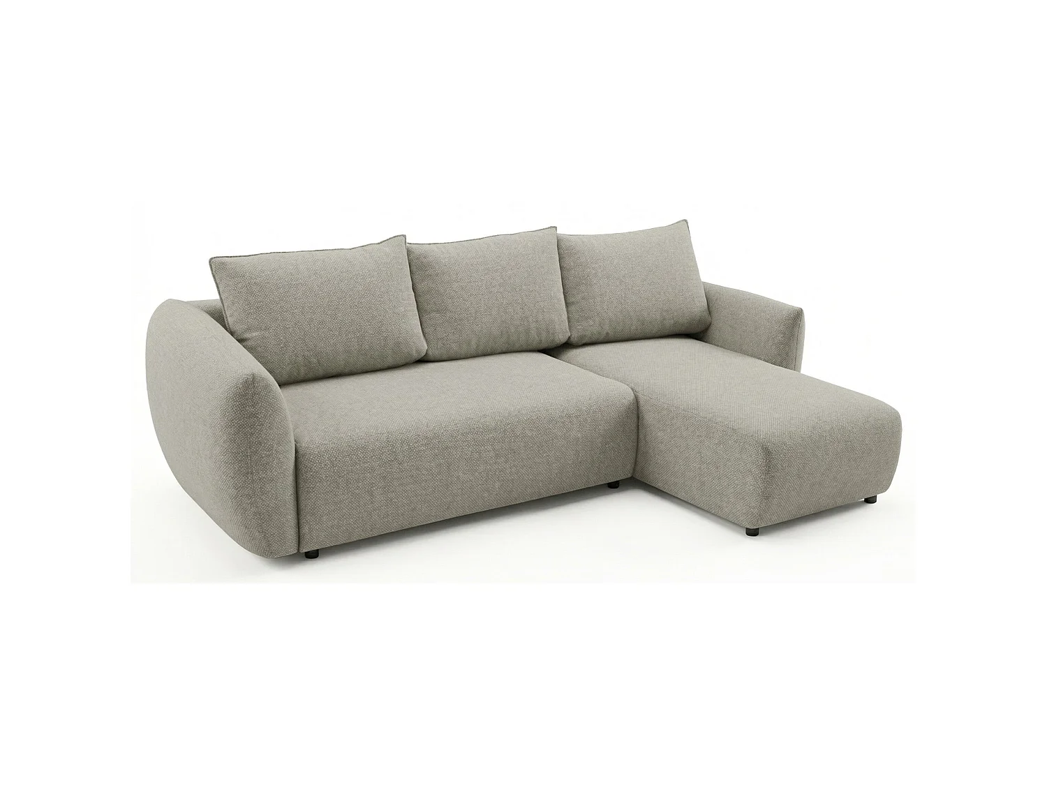 Canapé d'angle convertible en L - chenille beige gris - avec deux coffres - ZORDO droitier