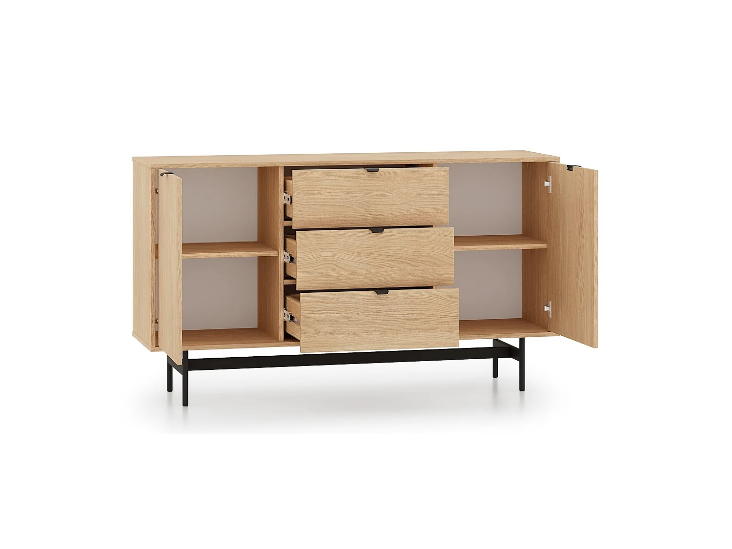 Dressoir Heggers met 2 deuren en 3 lades, Mavelie eiken, 150cm