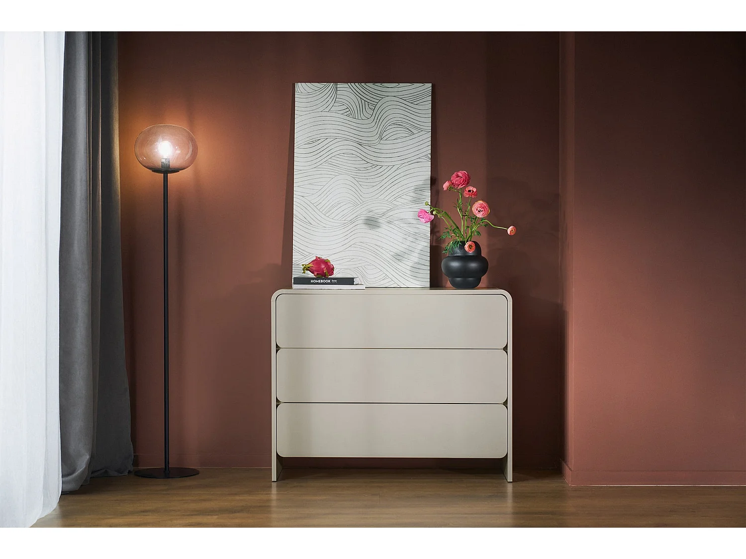Kommode 3-schubladig - Kaschmir - 100 cm - Lummo