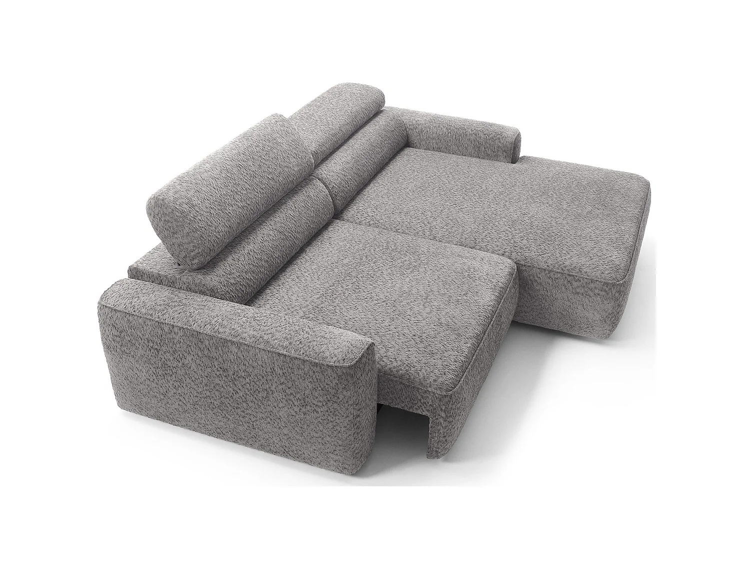 Canapé d’angle avec assise électrique – angle droit – Gris clair – Chenille – FANDO