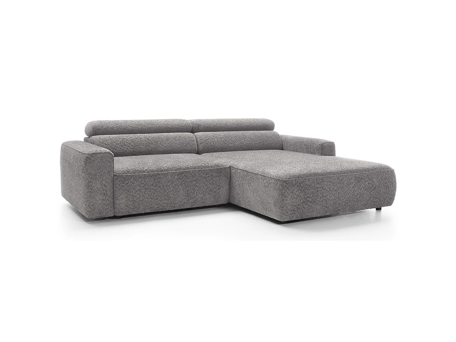 Canapé d’angle avec assise électrique – angle droit – Gris clair – Chenille – FANDO