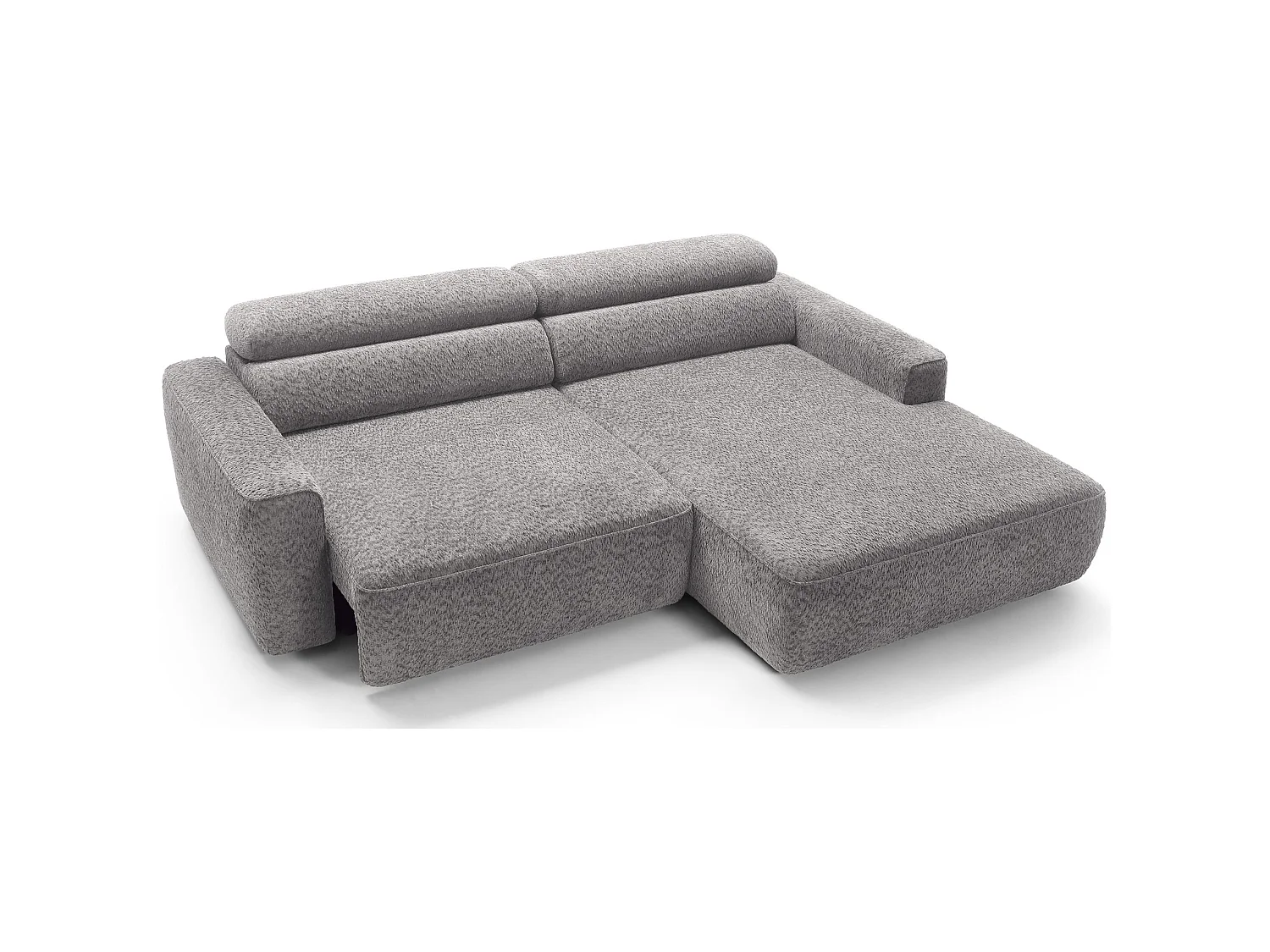 Canapé d’angle avec assise électrique – angle droit – Gris clair – Chenille – FANDO