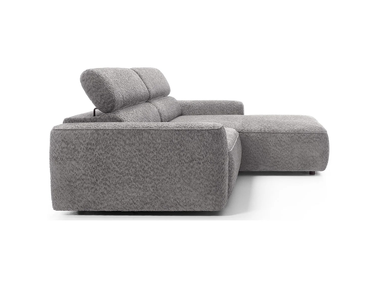 Canapé d’angle avec assise électrique – angle droit – Gris clair – Chenille – FANDO