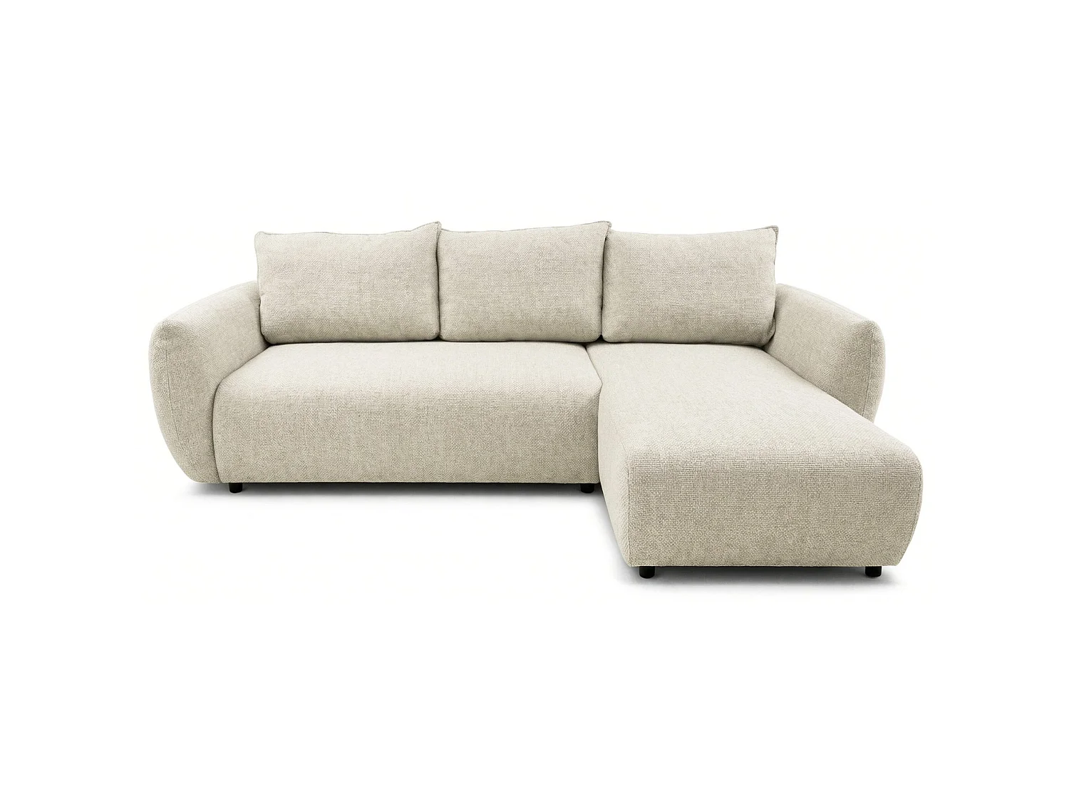 Canapé d'angle convertible en L - chenille beige clair - avec deux coffres - ZORDO droitier