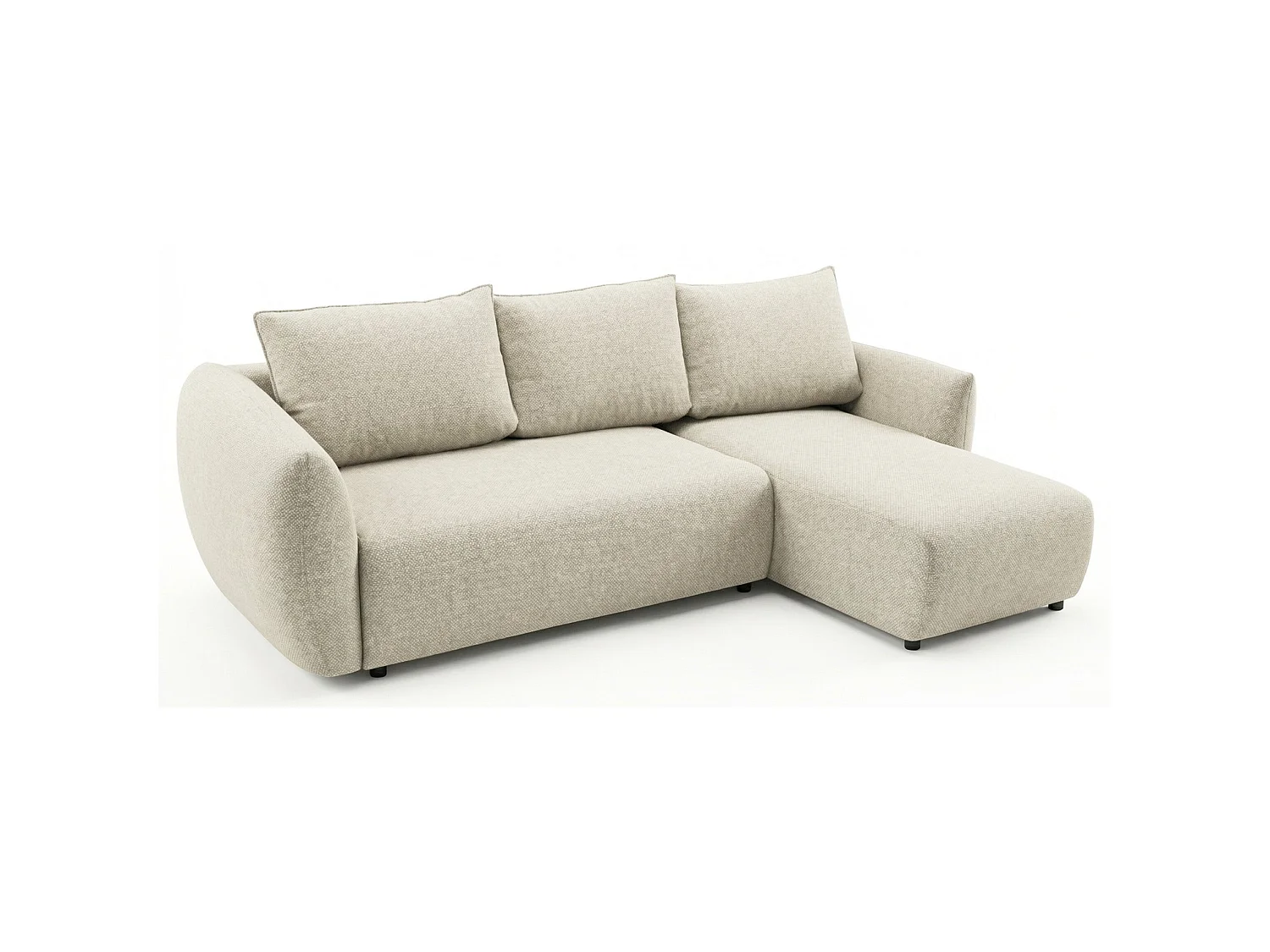 Canapé d'angle convertible en L - chenille beige clair - avec deux coffres - ZORDO droitier