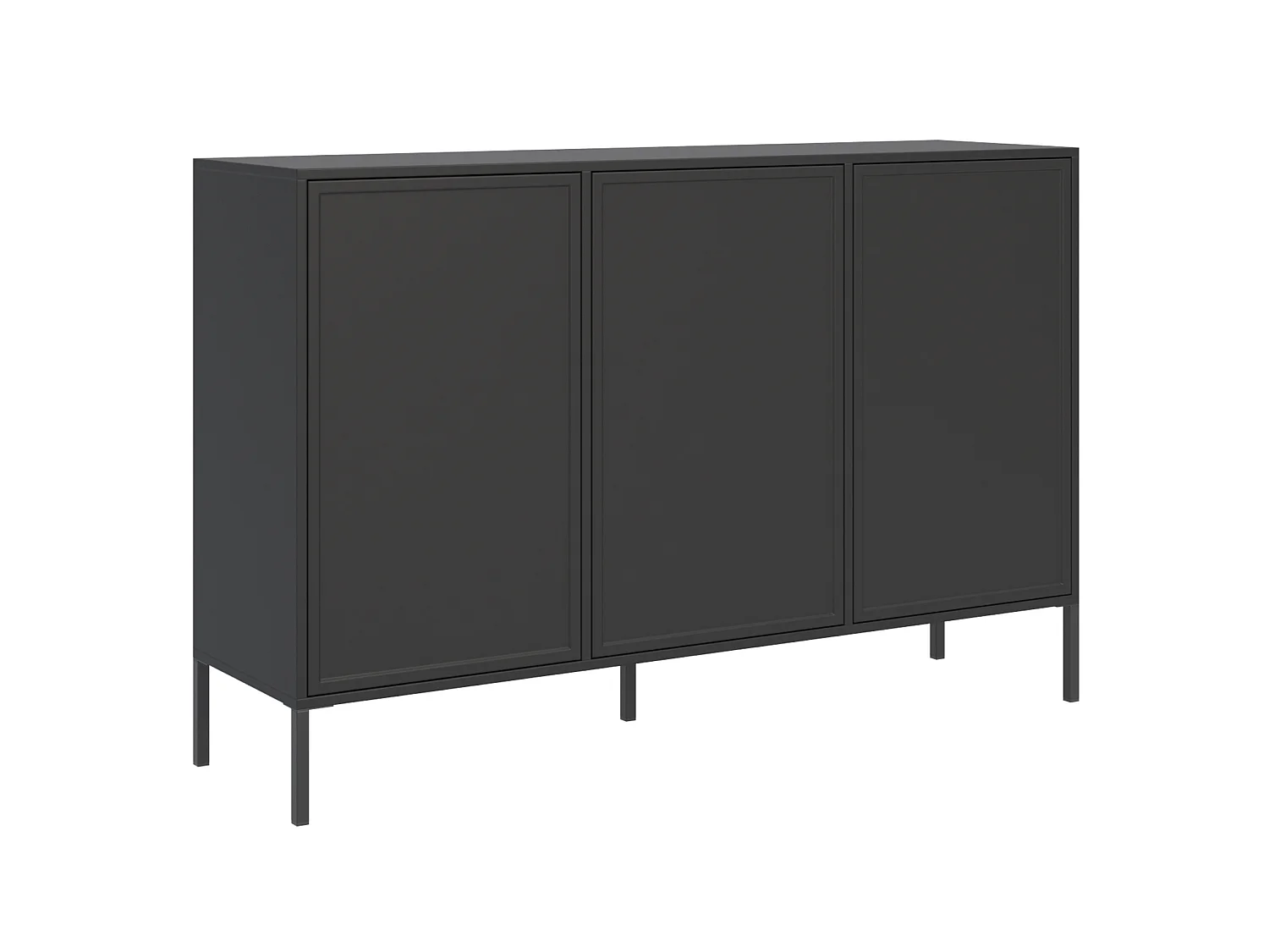 Dressoir met 3 deuren, Zwart, 150 cm - VELVETO