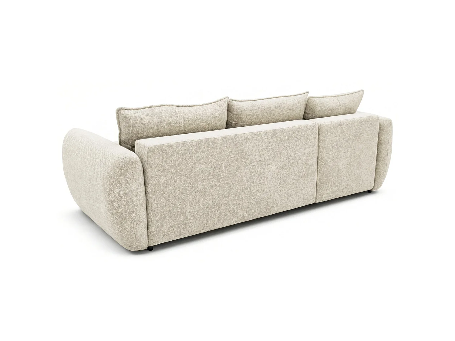 Canapé d'angle convertible en L - chenille beige clair - avec deux coffres - ZORDO gaucher