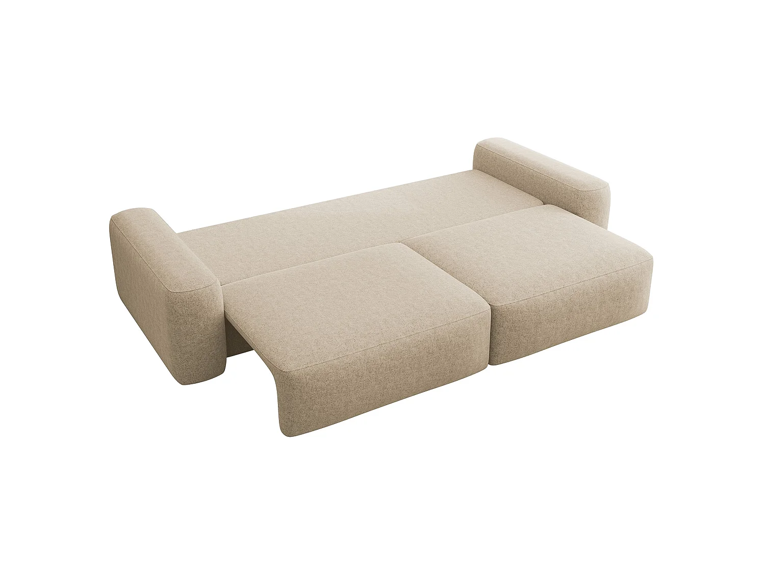 Canapé convertible 3 places - chenille hydrophobe beige - pieds noirs - CARNOS