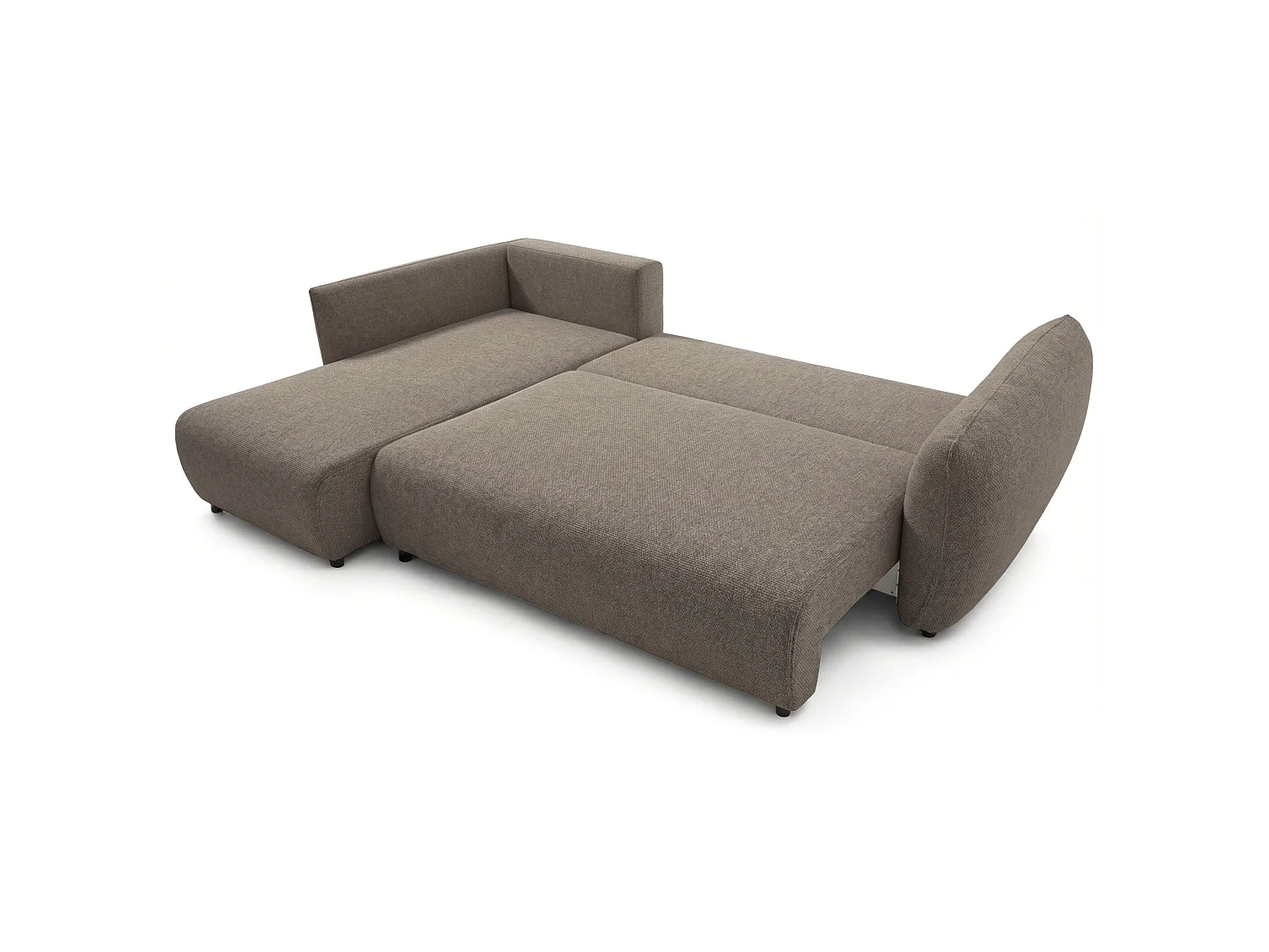 L-Form Eckschlafsofa - hellbrauner Chenille - mit zwei Bettkästen - Zordo links