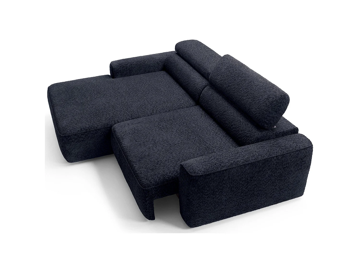 Canapé d’angle avec assise électrique – angle gauche – Bleu marine – Chenille – FANDO