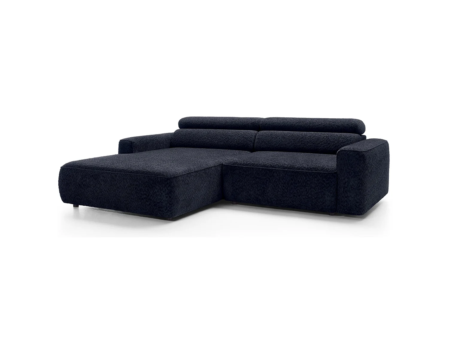 Canapé d’angle avec assise électrique – angle gauche – Bleu marine – Chenille – FANDO