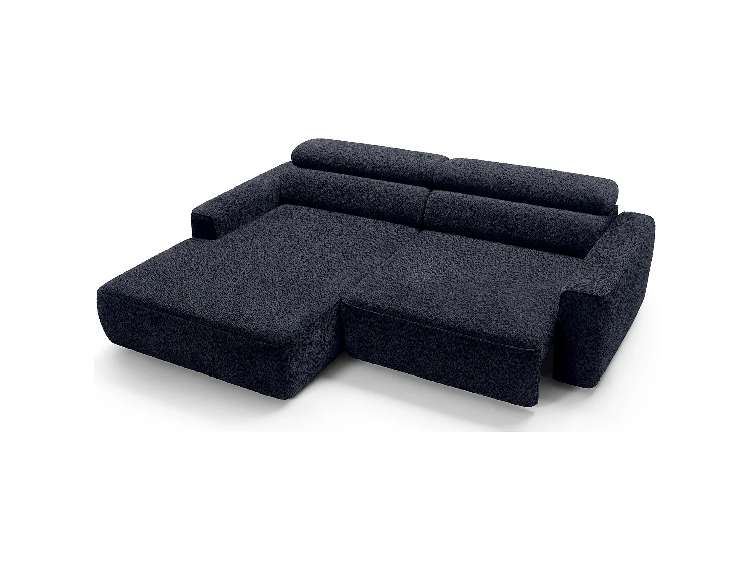Canapé d’angle avec assise électrique – angle gauche – Bleu marine – Chenille – FANDO