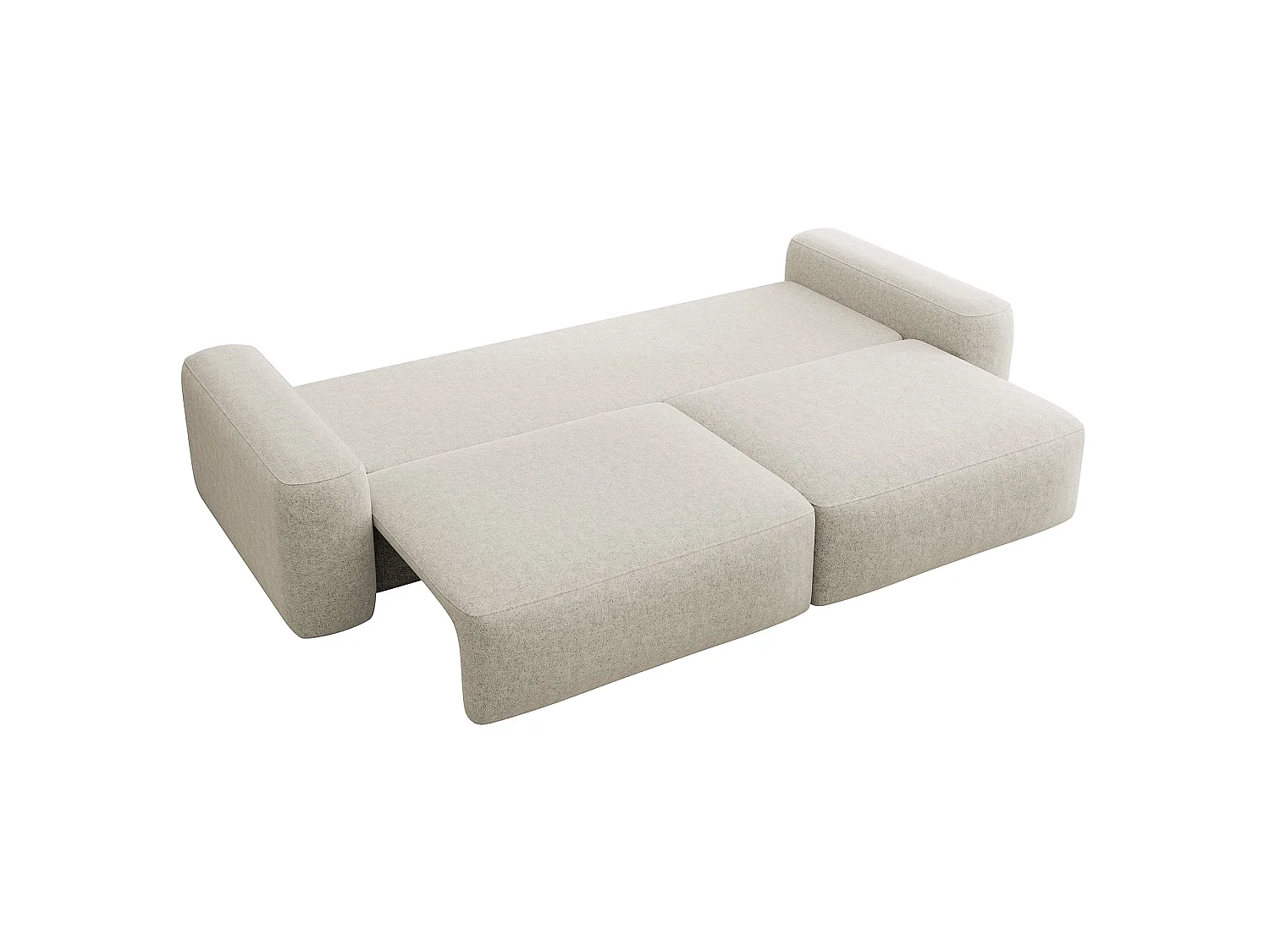 Canapé convertible 3 places - chenille hydrophobe crème - pieds noirs - CARNOS