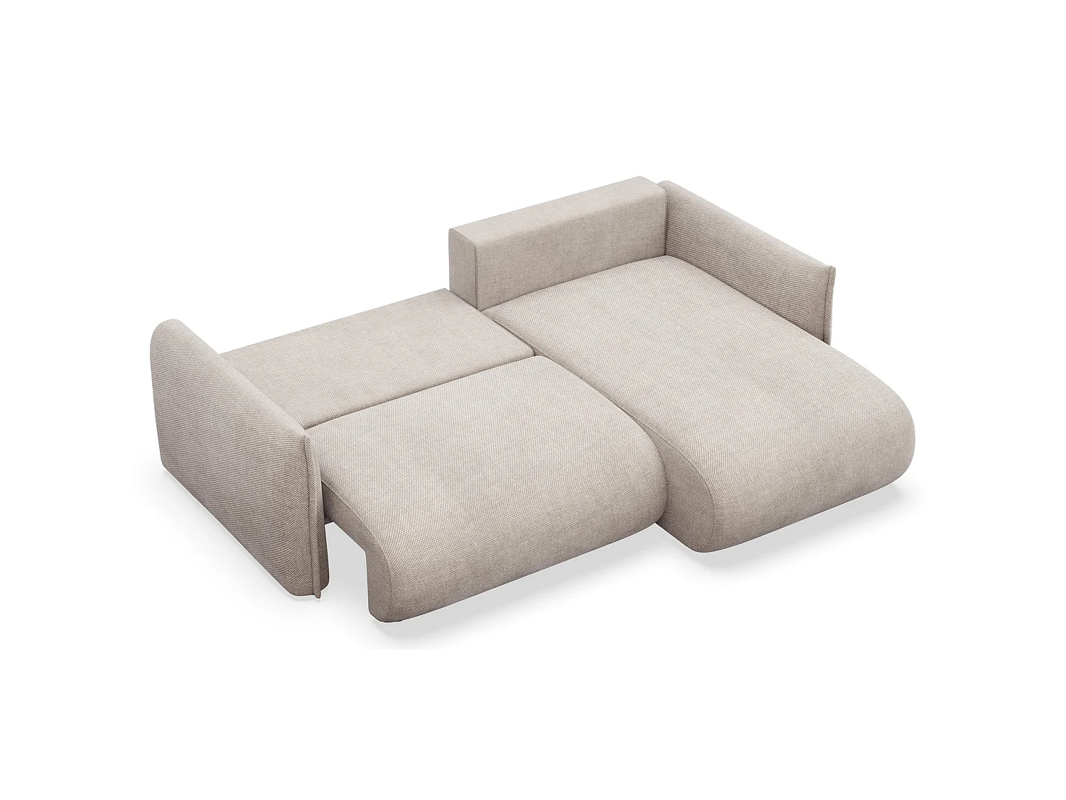 Canapé d'angle convertible – Angle à droite – chenille beige clair – CUSHI