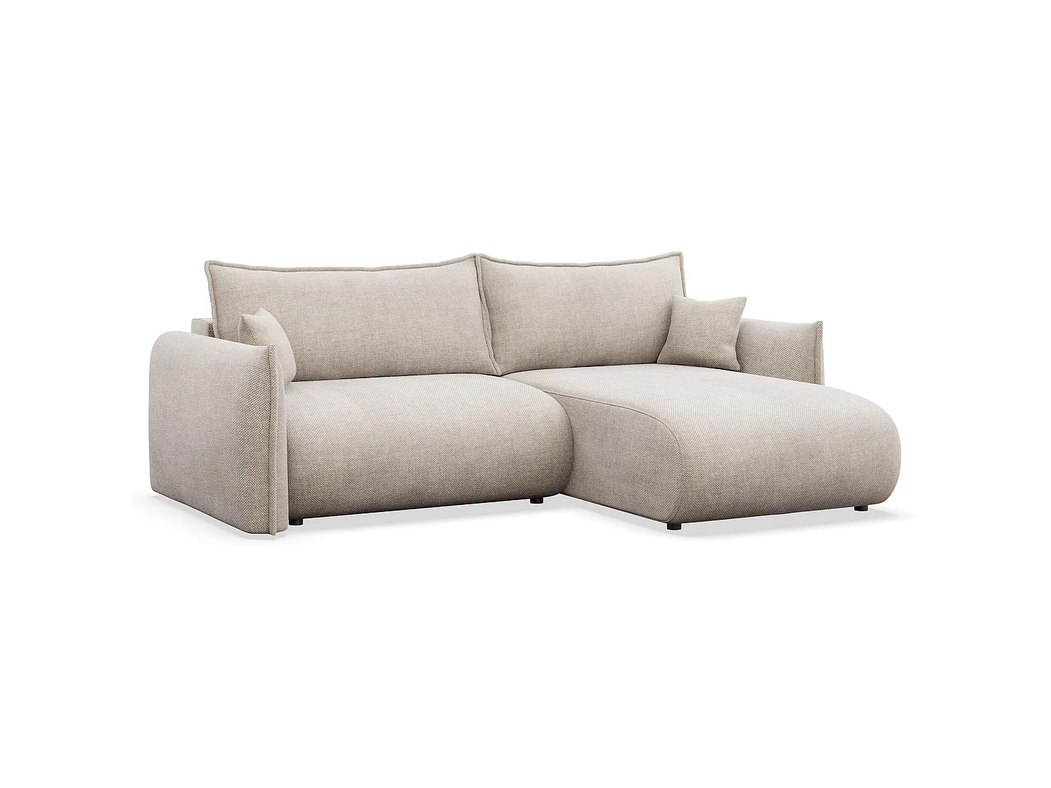Canapé d'angle convertible – Angle à droite – chenille beige clair – CUSHI