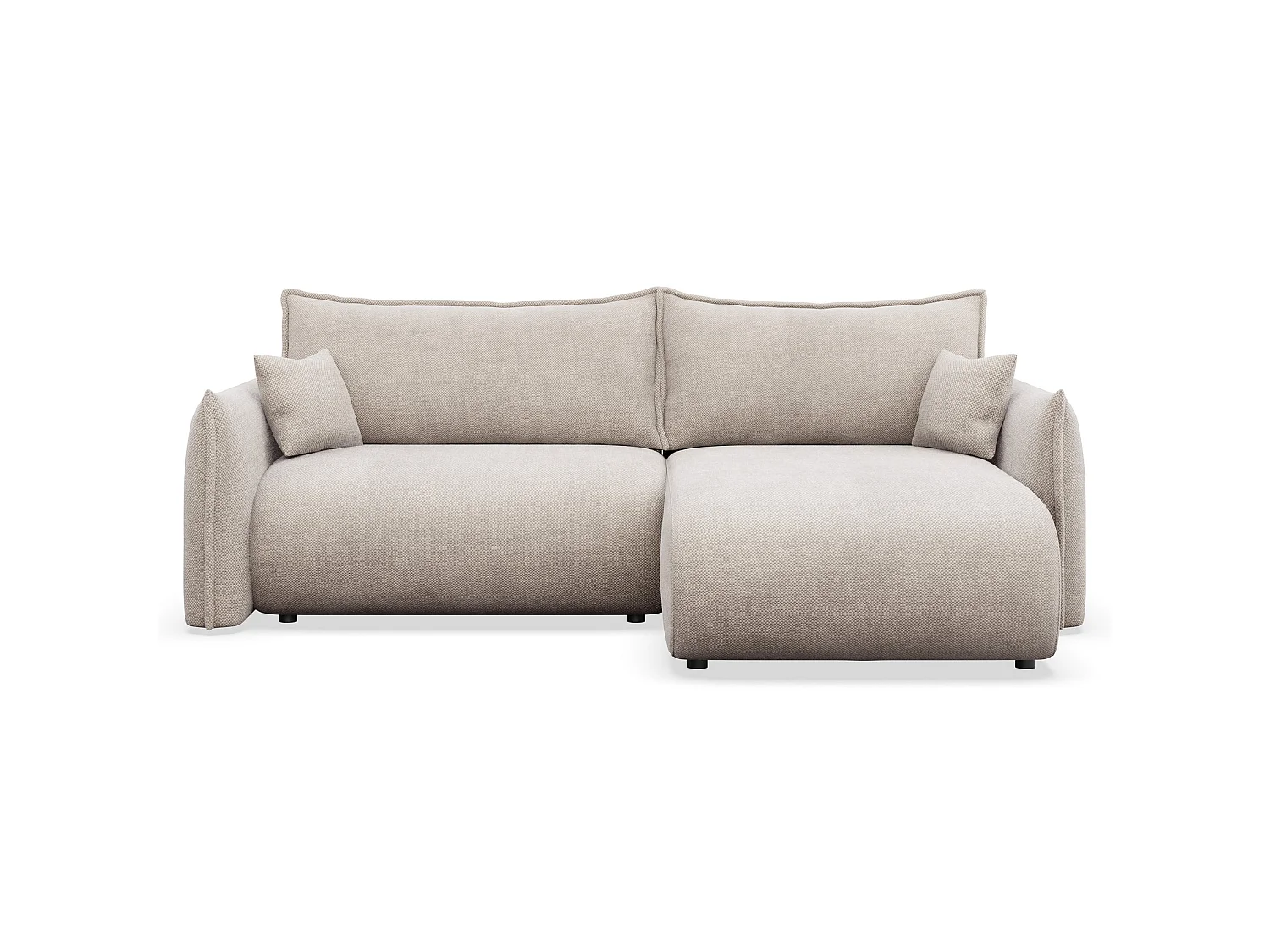 Canapé d'angle convertible – Angle à droite – chenille beige clair – CUSHI