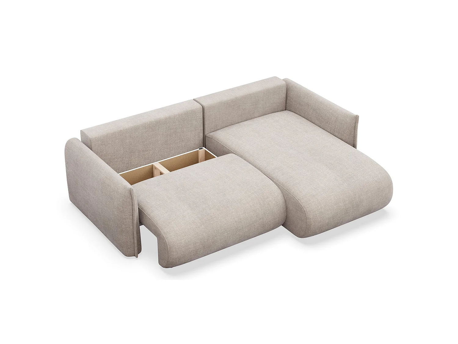 Canapé d'angle convertible – Angle à droite – chenille beige clair – CUSHI