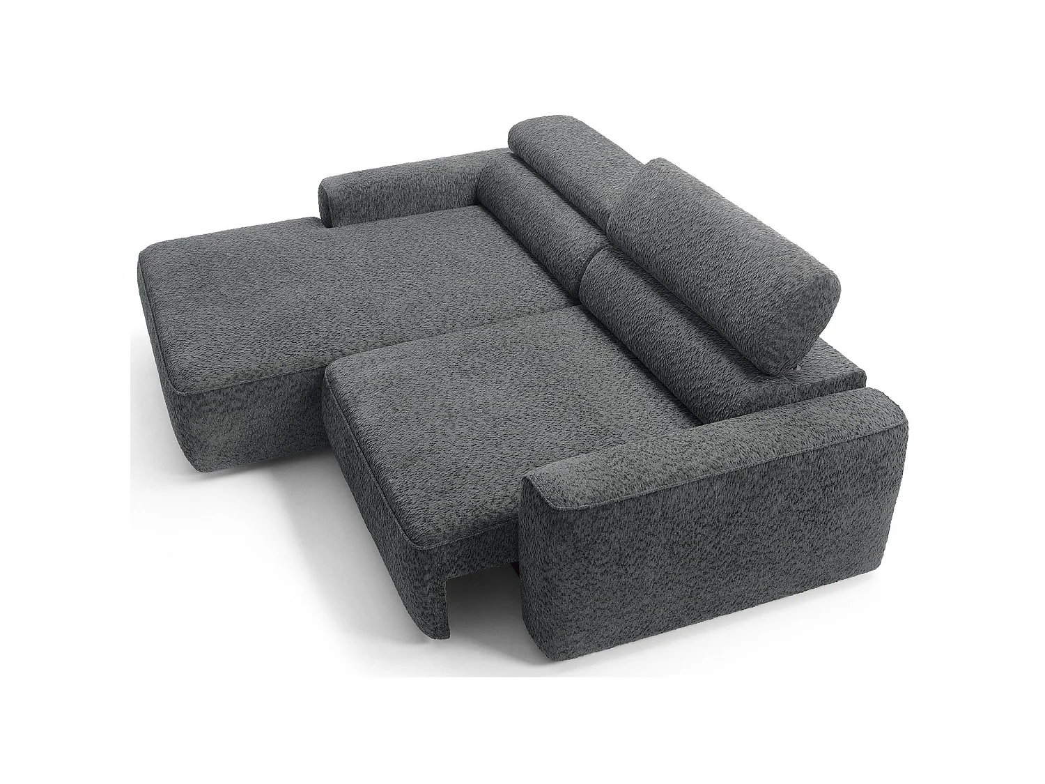 Canapé d’angle avec assise électrique – angle gauche – Gris foncé – Chenille – FANDO