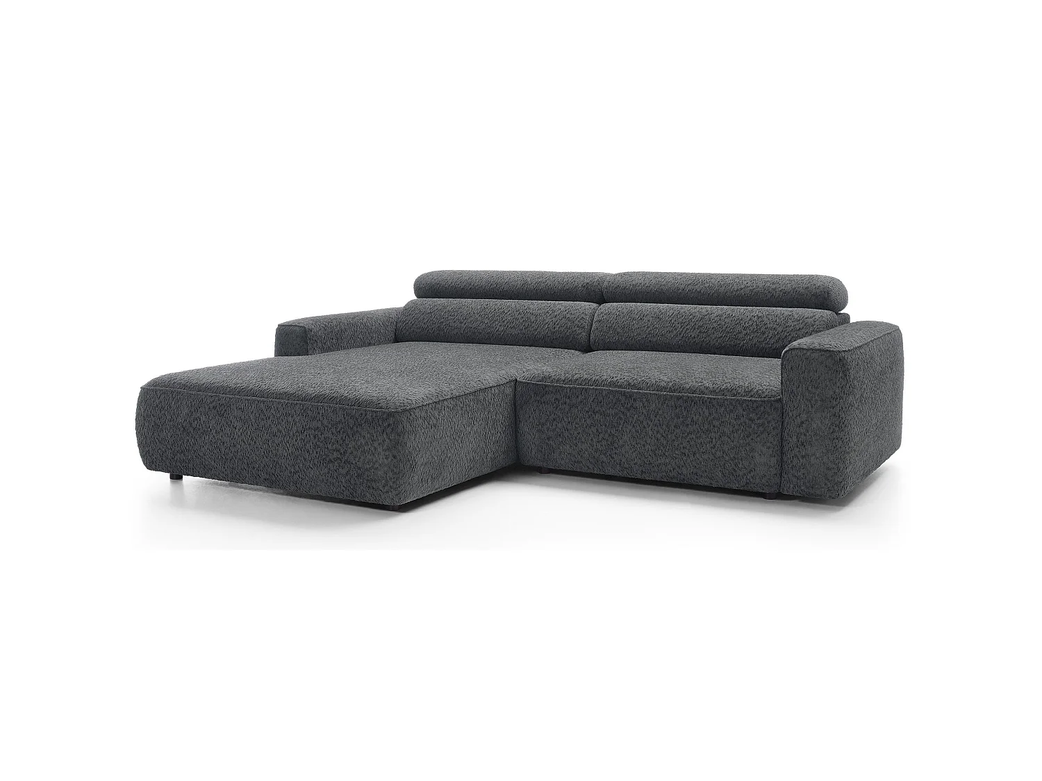 Canapé d’angle avec assise électrique – angle gauche – Gris foncé – Chenille – FANDO