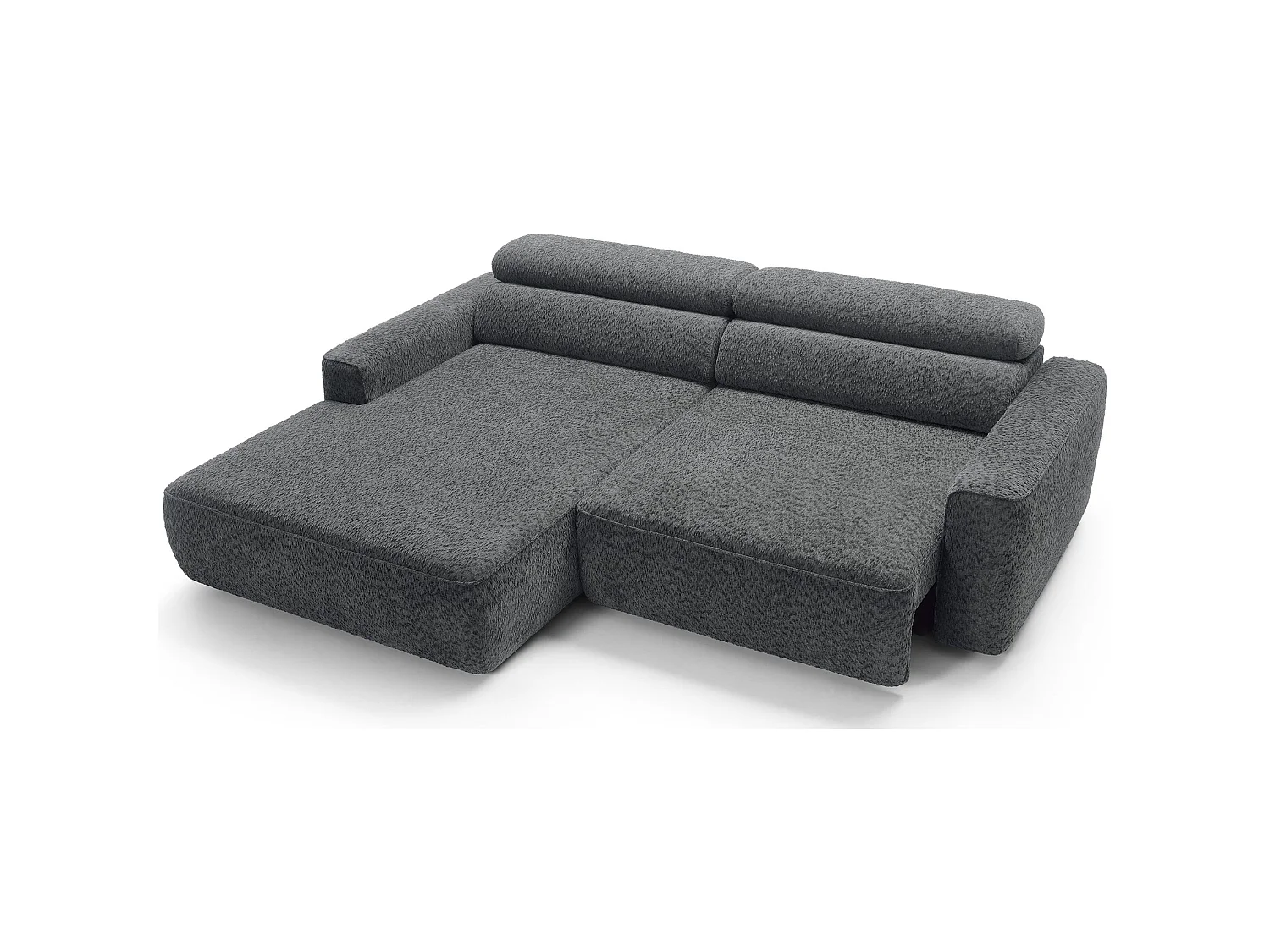 Canapé d’angle avec assise électrique – angle gauche – Gris foncé – Chenille – FANDO