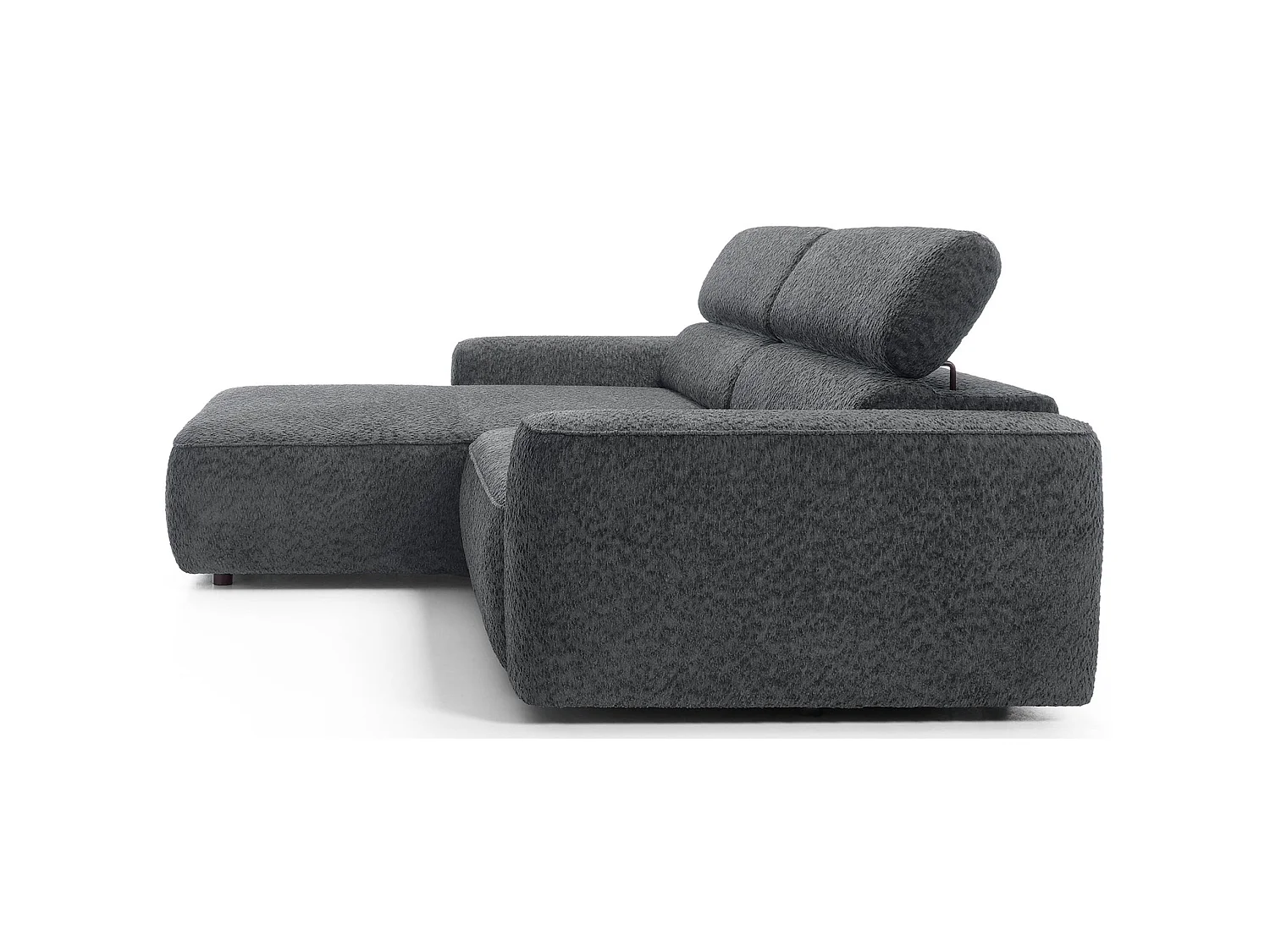 Canapé d’angle avec assise électrique – angle gauche – Gris foncé – Chenille – FANDO