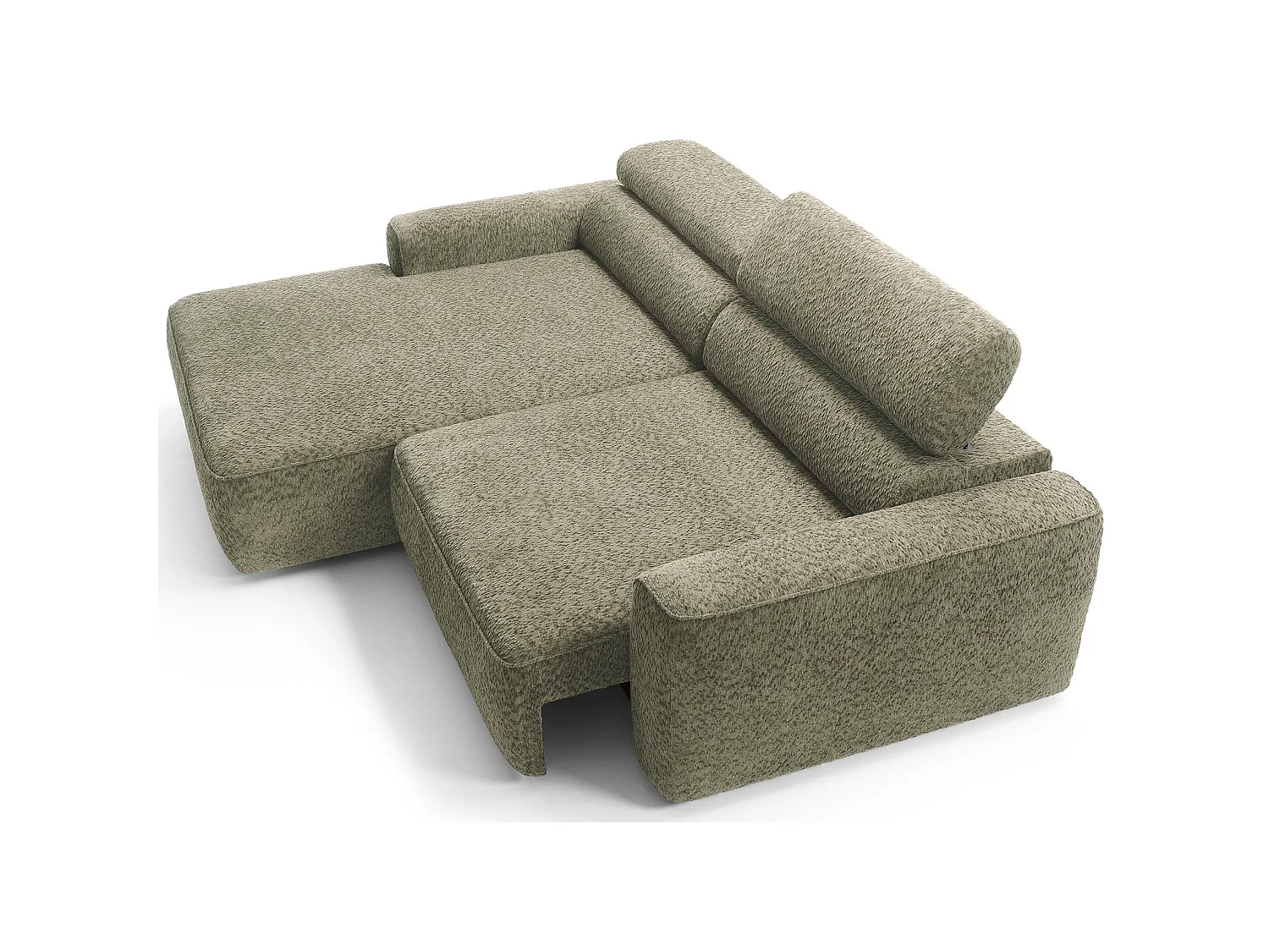 Canapé d’angle avec assise électrique – angle gauche – Vert sauge – Chenille – FANDO
