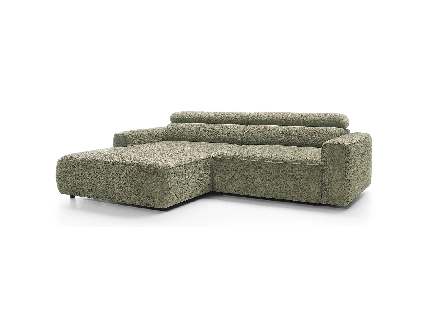 Canapé d’angle avec assise électrique – angle gauche – Vert sauge – Chenille – FANDO