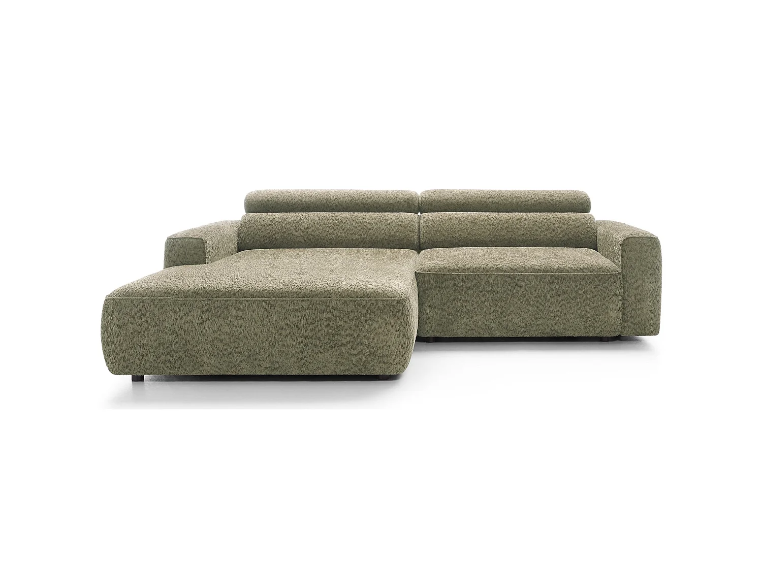 Canapé d’angle avec assise électrique – angle gauche – Vert sauge – Chenille – FANDO