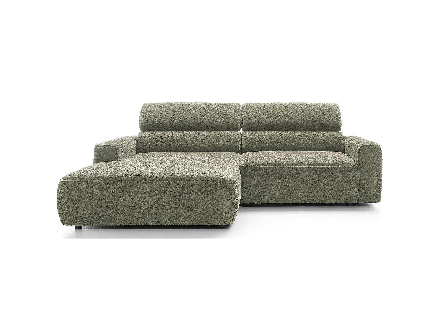 Canapé d’angle avec assise électrique – angle gauche – Vert sauge – Chenille – FANDO
