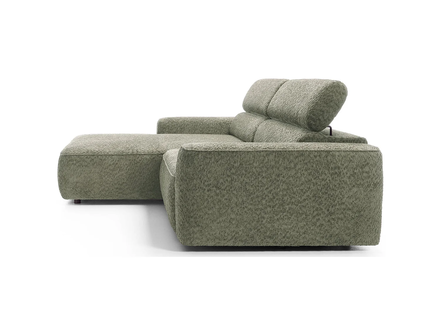 Canapé d’angle avec assise électrique – angle gauche – Vert sauge – Chenille – FANDO