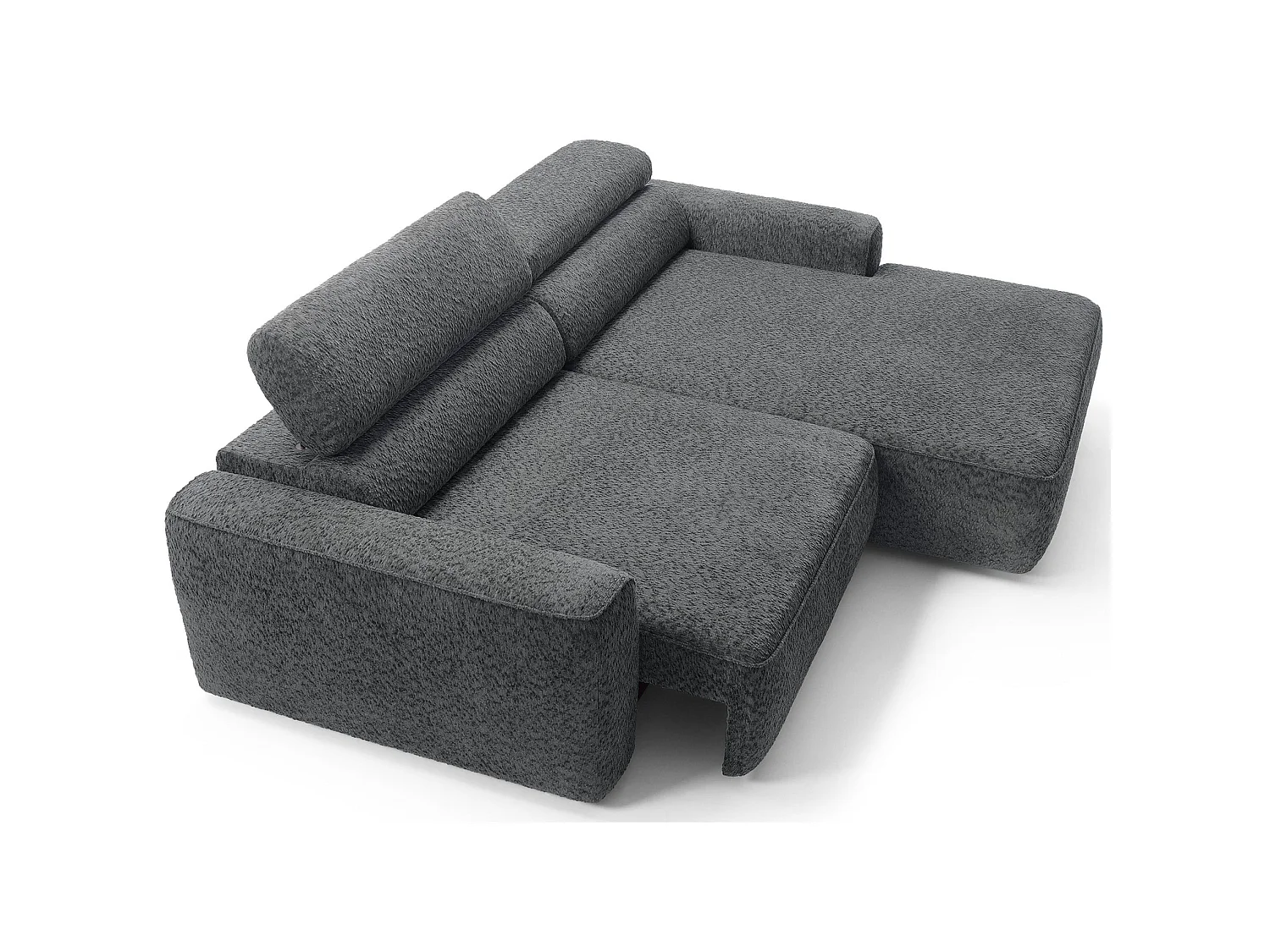 Canapé d’angle avec assise électrique – angle droit – Gris foncé – Chenille – FANDO