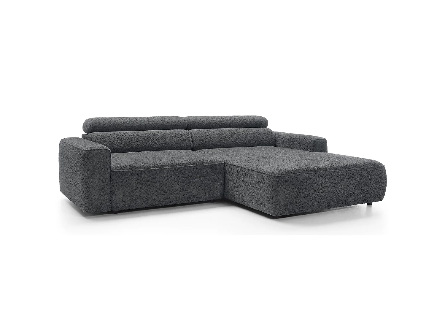 Canapé d’angle avec assise électrique – angle droit – Gris foncé – Chenille – FANDO