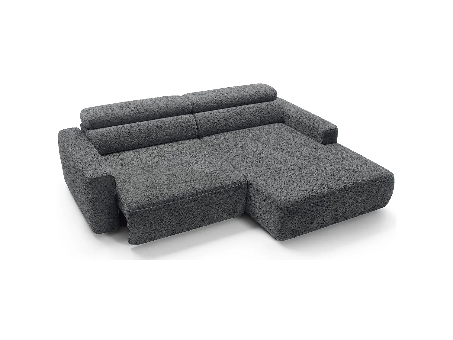 Canapé d’angle avec assise électrique – angle droit – Gris foncé – Chenille – FANDO
